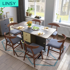 Multifunctional Extensible Collapsible 6 4 Seaters Wood Modern Dining Table Design