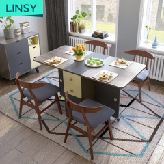 Multifunctional Extensible Collapsible 6 4 Seaters Wood Modern Dining Table Design