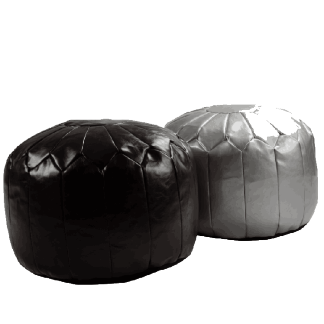 Livingroom furniture black  PVC  leather  round pouf stool ottaman
