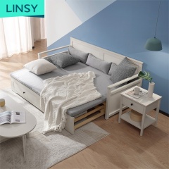 Wood Frame Sofa Bed Nordic Simple Telescopic Pull Small Apartment Double Solid Modern Living Room Sofa 5 - 15 Days Optional