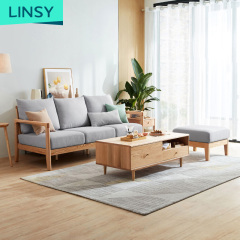 Linsy High Density Sponge Solid Wood Cushion Cotton Sofa Set