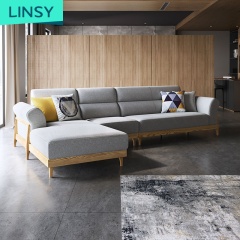 Nordic Wood Style Living Room Small Apartment Three Seat Sofa Furniture Set