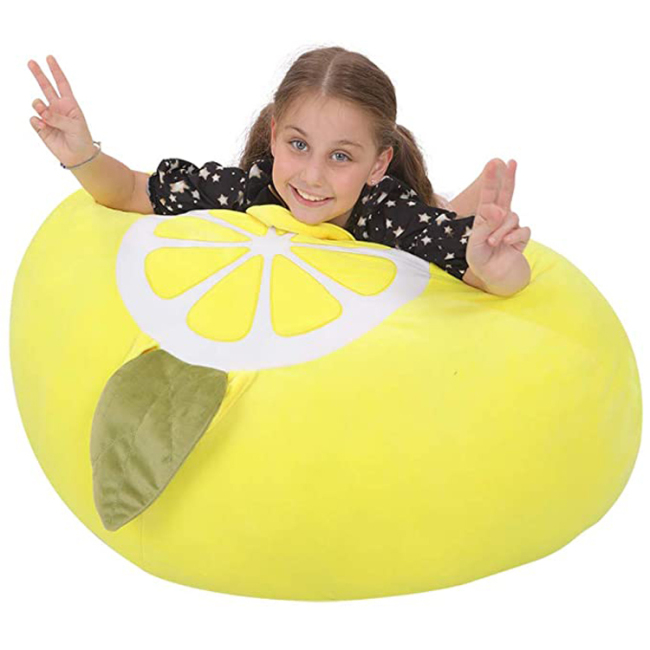 Fruit series lemon shape toy storage kids bean bag Chair Cover