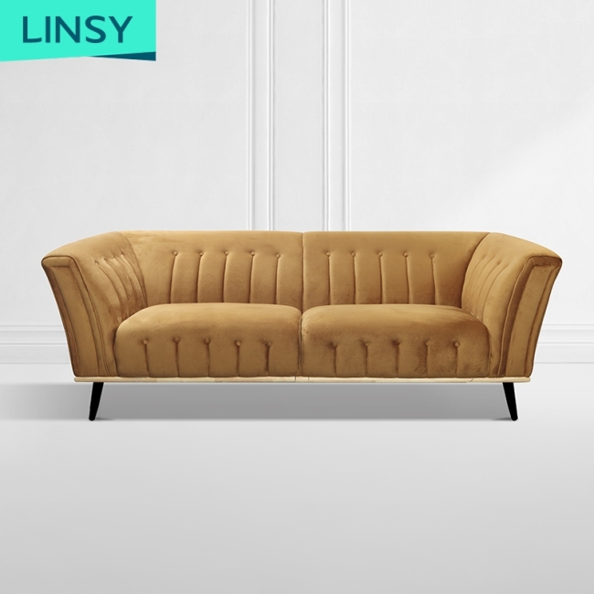 Linsy Nordic Italian Style Modern Seating Room Orange Curved Fabric Sofa Furniture Modular Sofa Sets Jym2183
