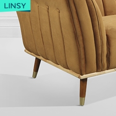 Linsy Nordic Italian Style Modern Seating Room Orange Curved Fabric Sofa Furniture Modular Sofa Sets Jym2183