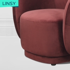 Linsy Modern Arm Chairs Living Room Livingroom Furniture Single Sofa Luxury Red Tufted Velvet Fabric Sofa Chair Jym1833