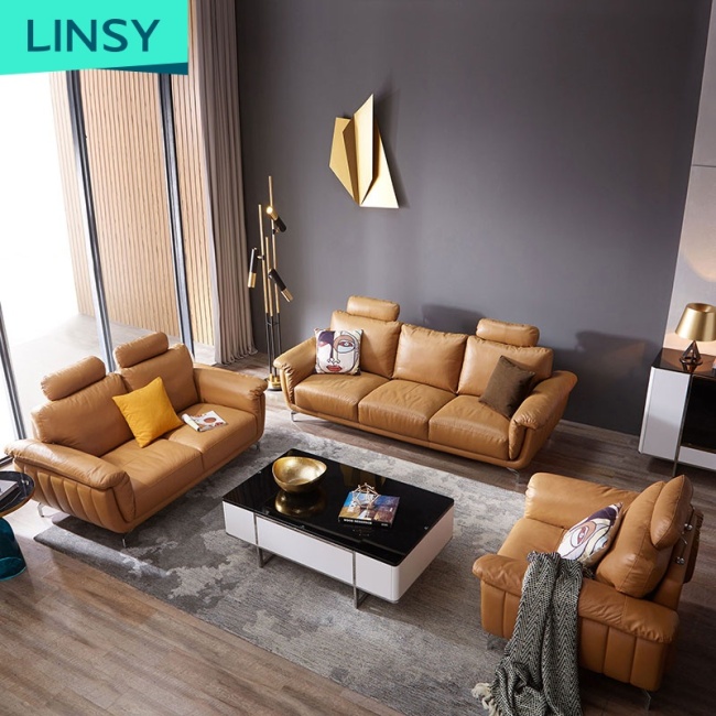 High Quality Italian Luxury Home Royal Living Room Furniture Original Leather Sofa Set