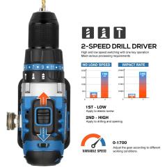 PRO 95702 20 V Akku-Bürstenbohrmaschine, 1/2 Zoll, mit zwei Geschwindigkeiten (ohne Zubehör)