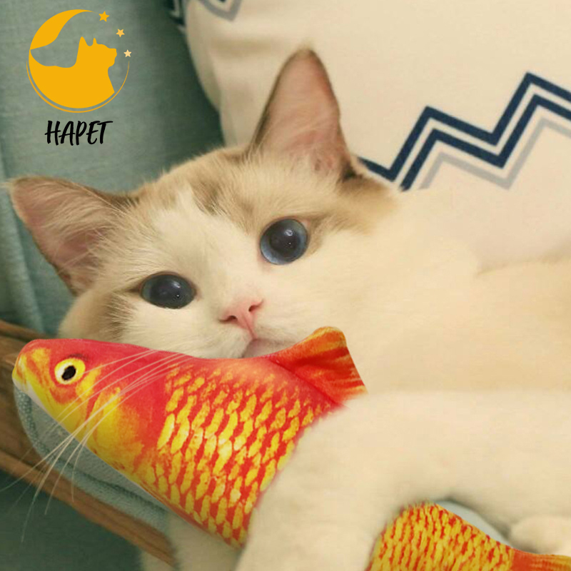 Electric Moving Fish Cat Toy, Realistic Plush Simulation Electric Wagging Fish Cat Toy Catnip Kicker Toys, Funny Interactive
