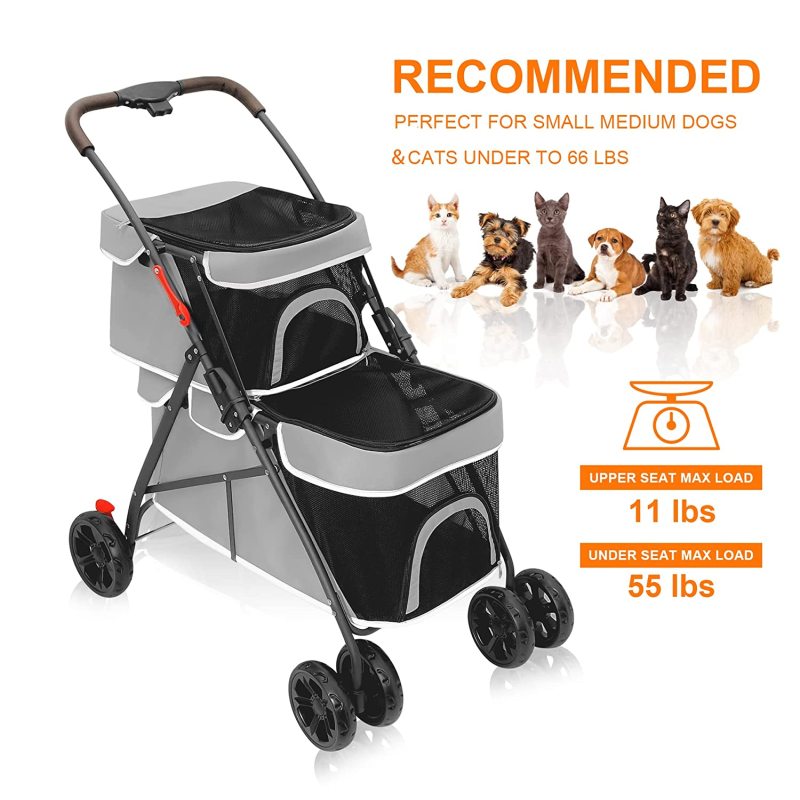 Dog Strollers for Small Dogs,Double Pet Stroller for 2 Small Medium Dogs Cats Folding Portable Cat Stroller with Lockable Wheel