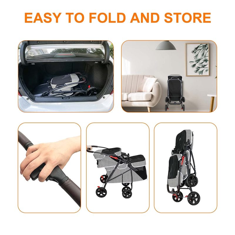 Dog Strollers for Small Dogs,Double Pet Stroller for 2 Small Medium Dogs Cats Folding Portable Cat Stroller with Lockable Wheel