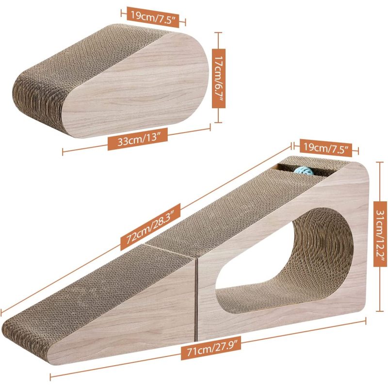 Cat Scratching Post, 2 in 1 Large Corrugated Scratcher Three Sided Use  Pad Cat Scratching Toy with Balls for Pet