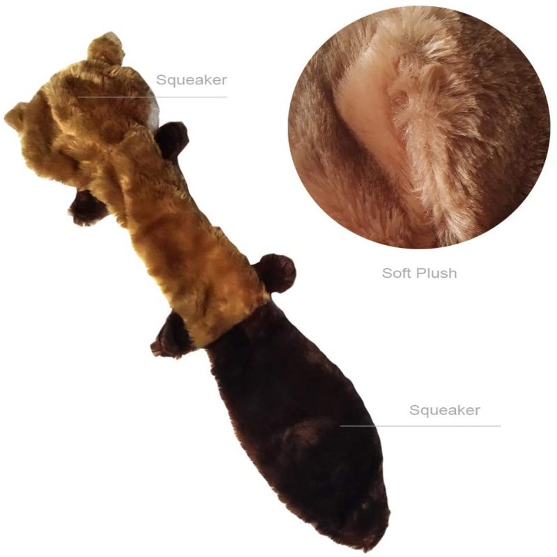 3 Pack Dog Squeaky Toys Cute No Stuffing chew Plush Dog Toys with Rope Knots and Crinkle Paper