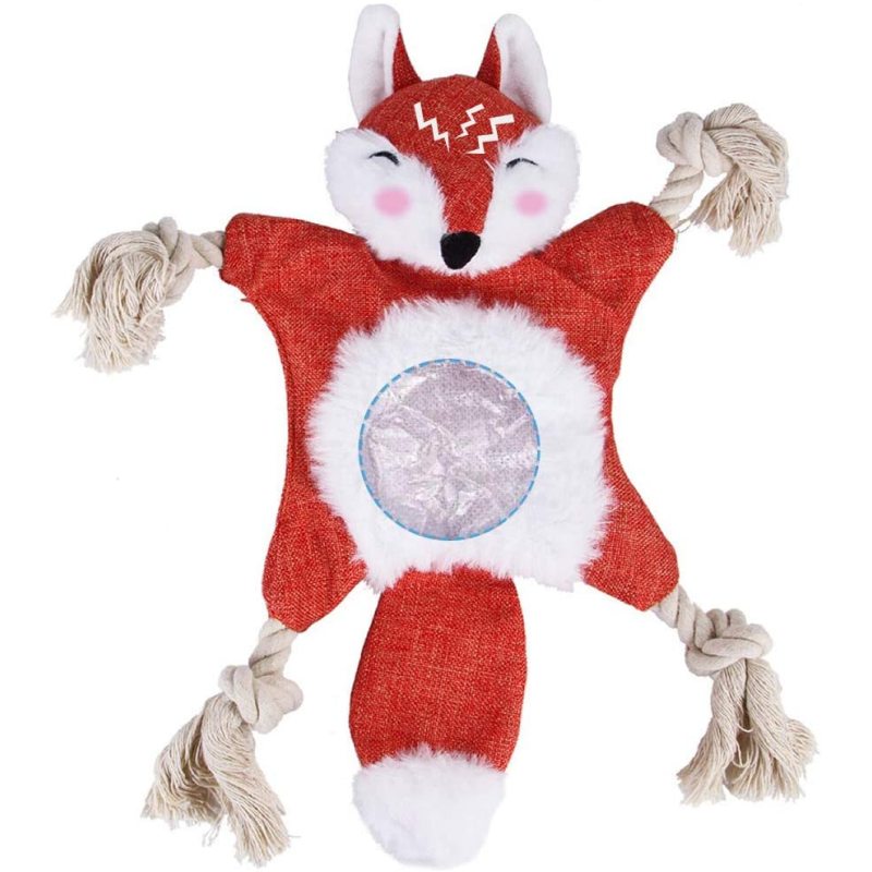 3 Pack Dog Squeaky Toys Cute No Stuffing chew Plush Dog Toys with Rope Knots and Crinkle Paper