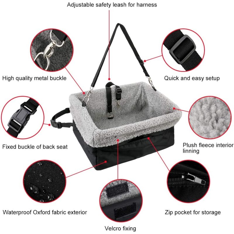 Devoted Doggy Deluxe Dog Car Seat Fits Pets up to 15lbs Booster, Padded Cushioning, Adjustable Straps, Metal Frame Enc