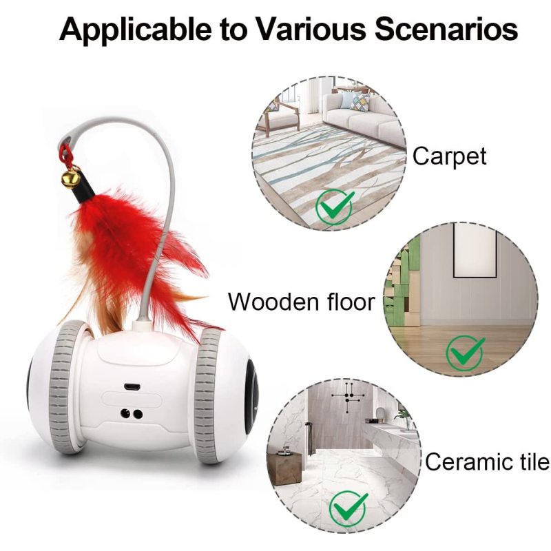 LED Light 360 Degree Rotation Interactive Cat Toy Rechargeable Automatic Irregular Moving Cat Toys for Indoor