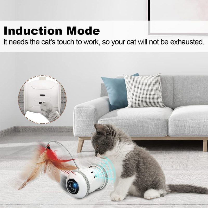 LED Light 360 Degree Rotation Interactive Cat Toy Rechargeable Automatic Irregular Moving Cat Toys for Indoor