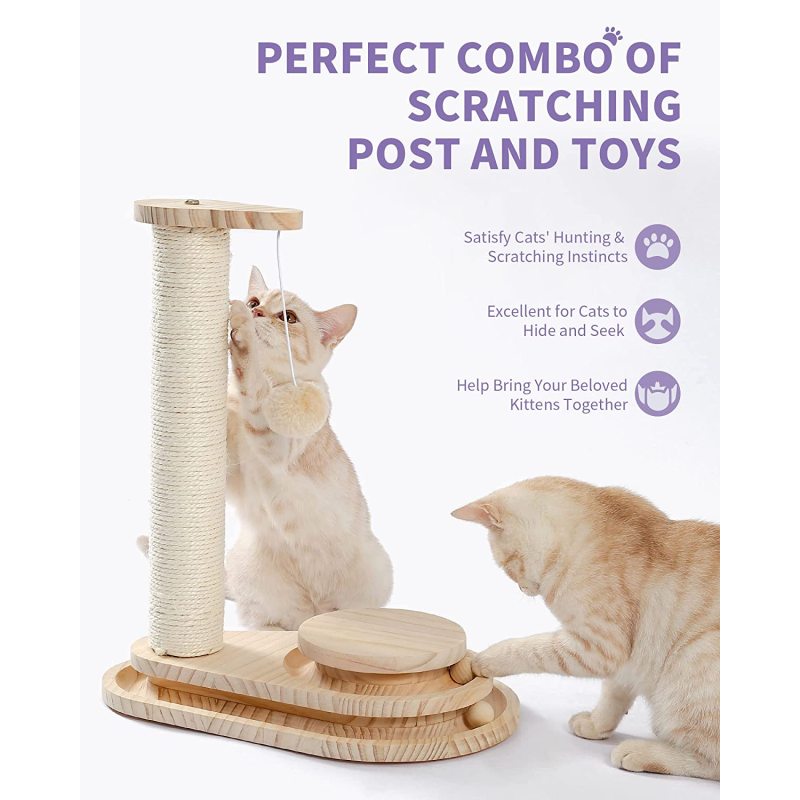 Two-Layer Cat Turntable with Interactive Balls and Dangling Ball For Cat Scratcher Toy