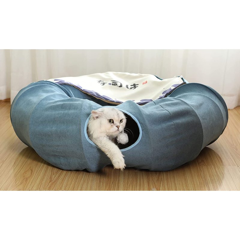 Indoor Cats with Removable Central Mat Cat Donut Tunnel Toys Pet Play Bed Indoor