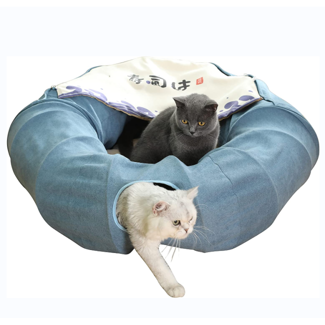 Indoor Cats with Removable Central Mat Cat Donut Tunnel Toys Pet Play Bed Indoor