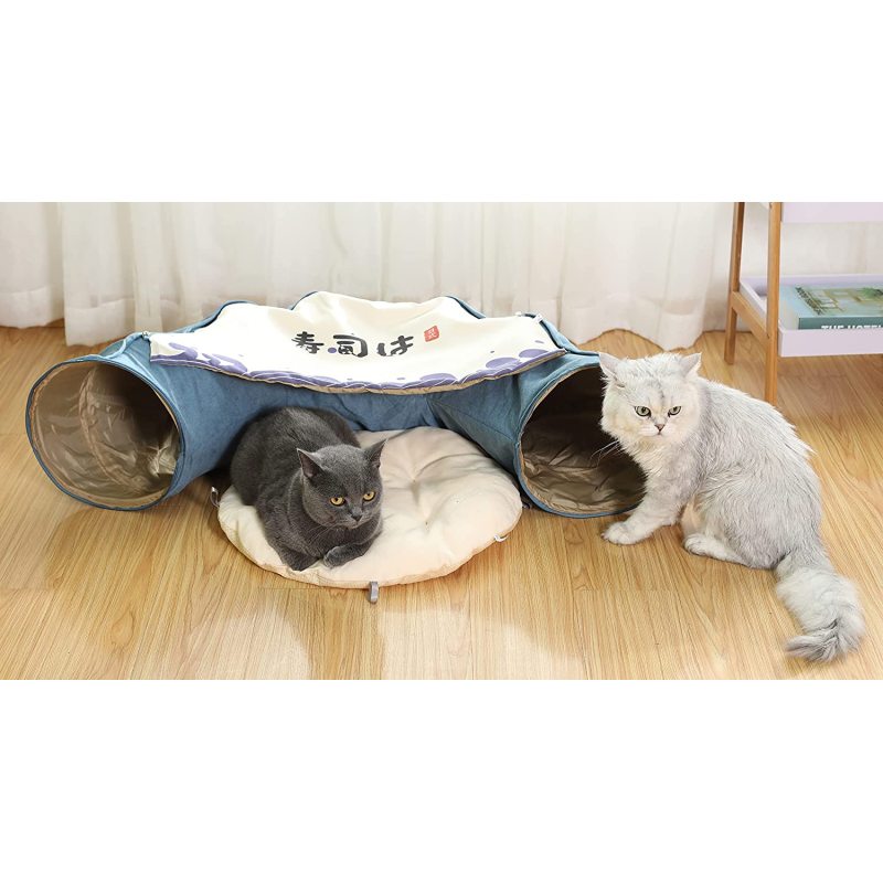 Indoor Cats with Removable Central Mat Cat Donut Tunnel Toys Pet Play Bed Indoor