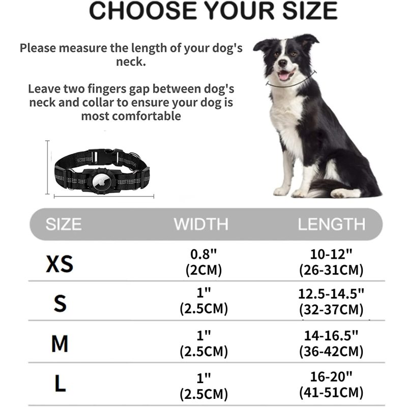 Apple Air Tag Dog Adjustable Collar  Dog Collar tracker Collar for Small Medium Large Dogs