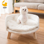 Pet Bed Luxury Cat & Dog Beds Furniture Round Pet Bed with Wood Legs