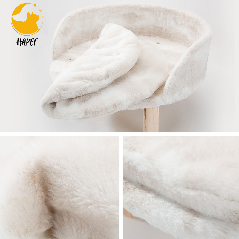 Pet Bed Luxury Cat & Dog Beds Furniture Round Pet Bed with Wood Legs