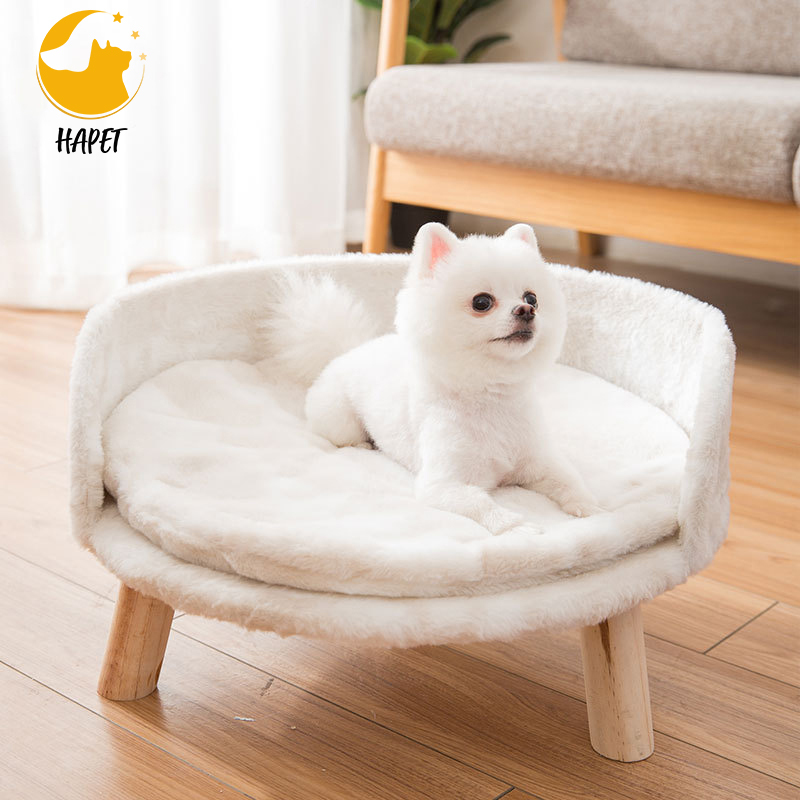 Pet Bed Luxury Cat & Dog Beds Furniture Round Pet Bed with Wood Legs