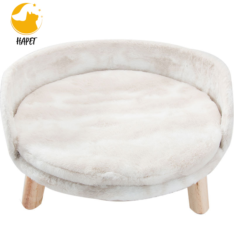 Pet Bed Luxury Cat & Dog Beds Furniture Round Pet Bed with Wood Legs