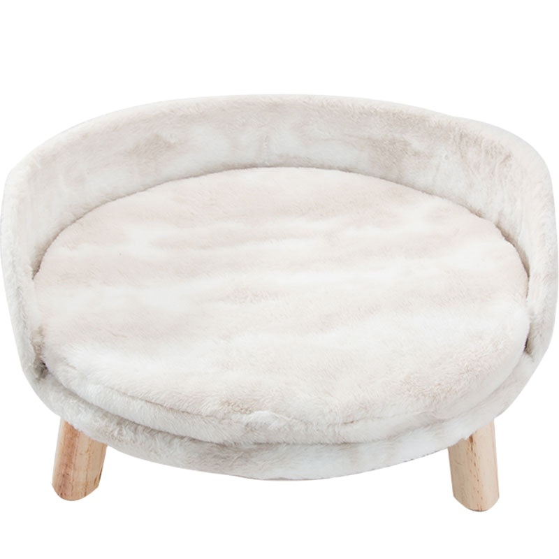 Pet Bed Luxury Cat & Dog Beds Furniture Round Pet Bed with Wood Legs