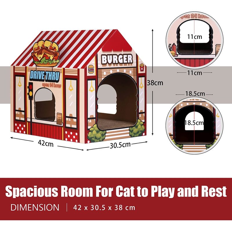 Cat Play House for Indoor Cardboard Cat House Scratching Toy