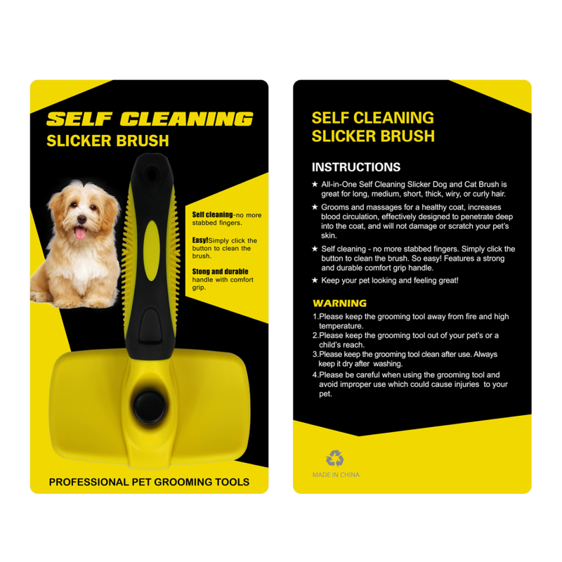 Self Cleaning Slicker Brush Gently Removes Loose Undercoat, Mats and Tangled Hair