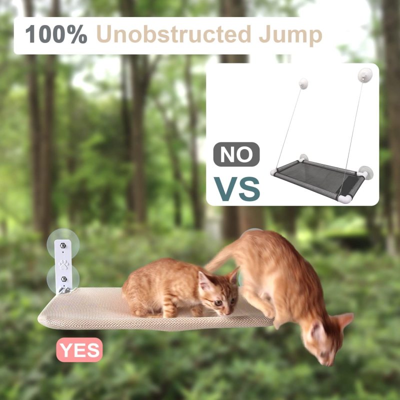 Cat Window Perch Foldable Cat Hammock Saving Space Cat Bed All Around 360 Sunbath and Lower Support Safety Iron