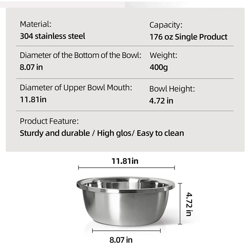 2 Pack High Capacity Stainless Steel Dog Bowls For Large Dogs