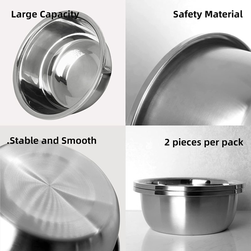 2 Pack High Capacity Stainless Steel Dog Bowls For Large Dogs