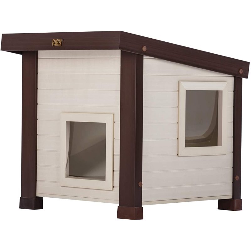 Easy Assembly Pet House Outdoor Pet Cabin Two Entry Exit Cat House Pet Nest Kitty Shelter Waterproof Cat Cave Ecoflex Cat Condo