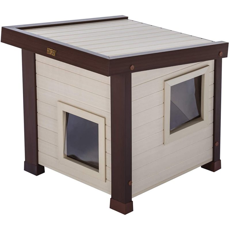 Easy Assembly Pet House Outdoor Pet Cabin Two Entry Exit Cat House Pet Nest Kitty Shelter Waterproof Cat Cave Ecoflex Cat Condo