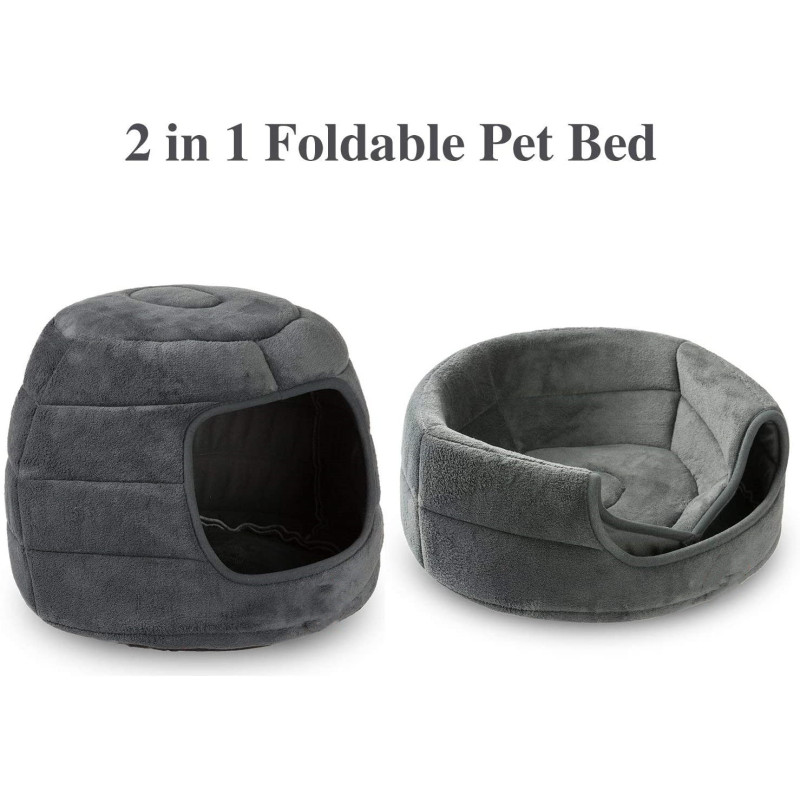 Self Warming Foldable Cat Dog Cushion Bed House High Elastic Foam Cave Tent Sleeping Bag Hooded Pet Bed Burrow Hut Pet Condo