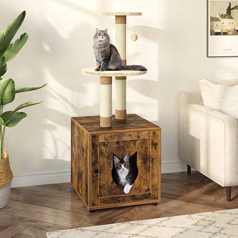 Enclosure Cat Litter Box Hidden Cat Washroom Furniture Style Cat Tower Tree
