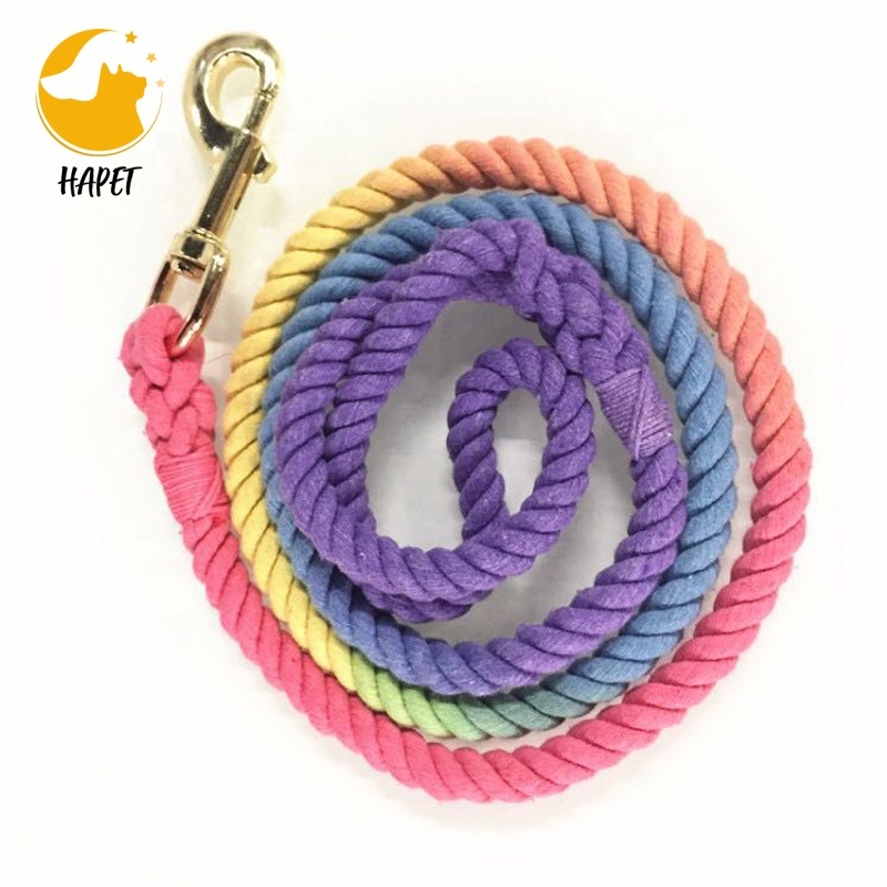 Hand Woven Rope Dog Leash Braided Cotton Heavy Duty Strong Durable Multi-Colored dog leash rope