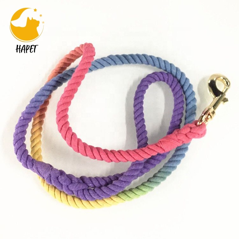 Hand Woven Rope Dog Leash Braided Cotton Heavy Duty Strong Durable Multi-Colored dog leash rope