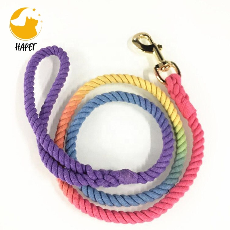 Hand Woven Rope Dog Leash Braided Cotton Heavy Duty Strong Durable Multi-Colored dog leash rope