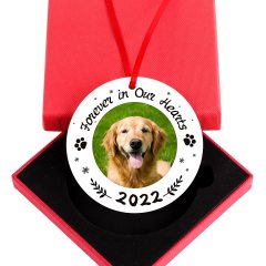 Picture Frame Dog Memorial Christmas Ornaments  Forever in Our Hearts Pet Memorial Ornaments for Christmas Tree, Pet Memorial