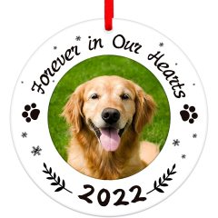 Picture Frame Dog Memorial Christmas Ornaments  Forever in Our Hearts Pet Memorial Ornaments for Christmas Tree, Pet Memorial