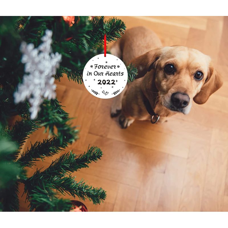 Picture Frame Dog Memorial Christmas Ornaments  Forever in Our Hearts Pet Memorial Ornaments for Christmas Tree, Pet Memorial