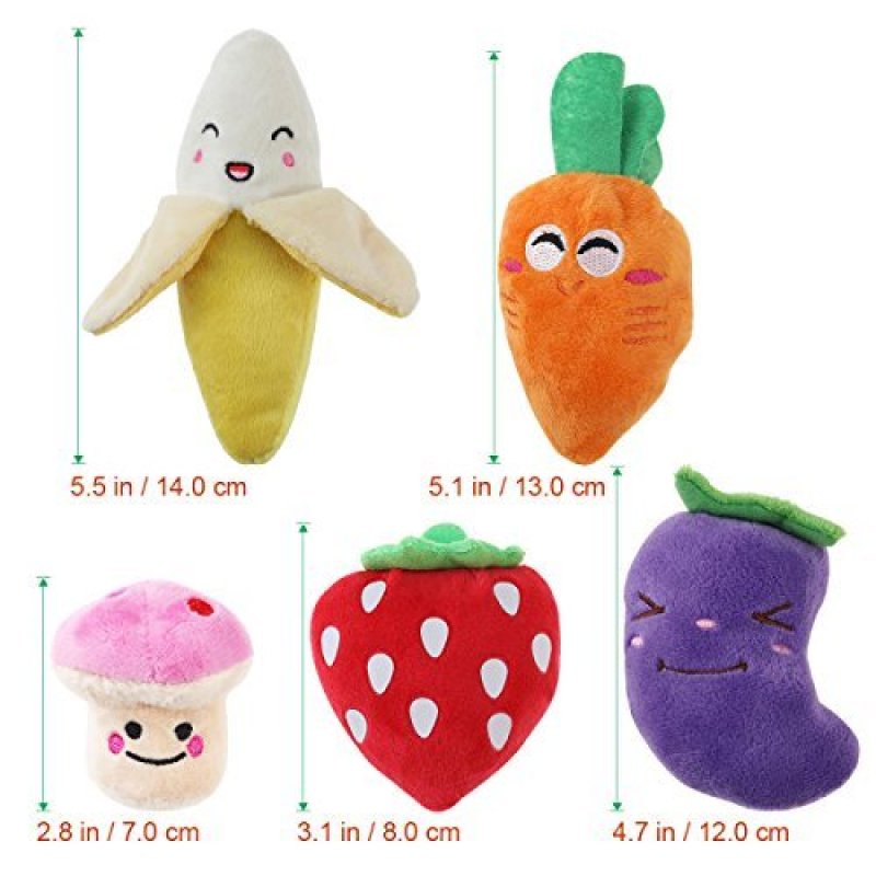 Sell Well New Type Squeaky Dog Toys for Small Dogs Fruits and Vegetables Plush Puppy Dog Toys