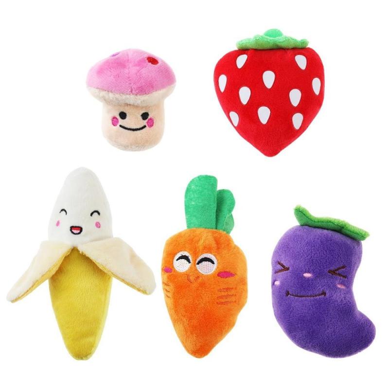 Sell Well New Type Squeaky Dog Toys for Small Dogs Fruits and Vegetables Plush Puppy Dog Toys