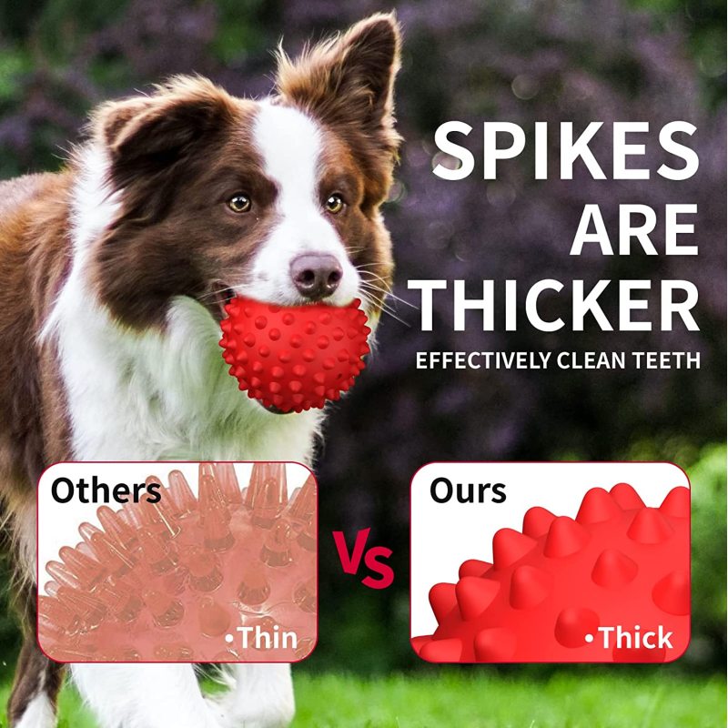 Dog Balls Squeaky Toys for Large Dogs Dog Toys for Aggressive Chewers Rubber Pet Toys