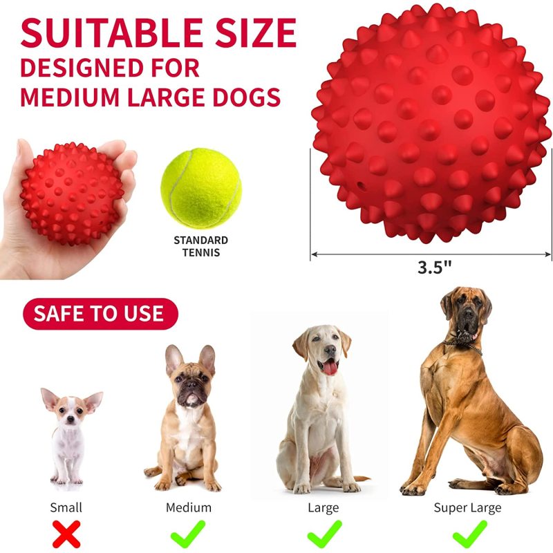 Dog Balls Squeaky Toys for Large Dogs Dog Toys for Aggressive Chewers Rubber Pet Toys